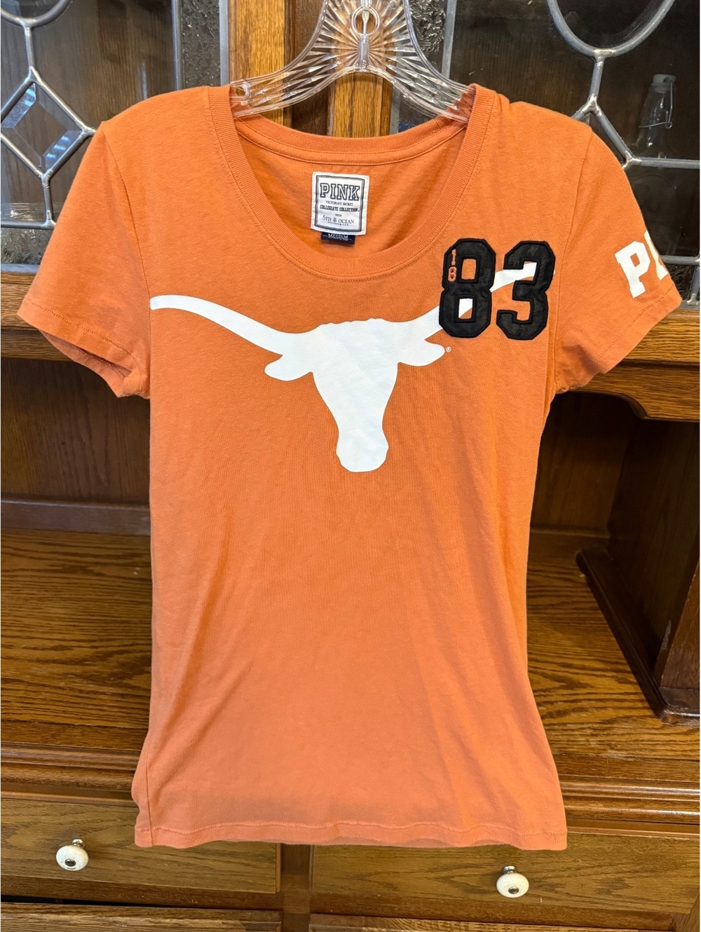 Y2K Victoria's Secret PINK Texas Longhorns Tee M Burnt Orange Collegiate UT